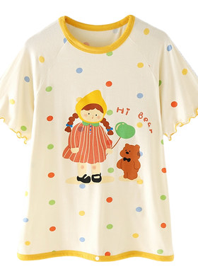 女童莫代尔睡衣夏季薄款女宝宝短袖睡裙子连体衣家居服睡裙可爱新