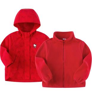 【HelloKittyIP】巴拉巴拉女童外套两件套防泼水透湿红色拜年服潮