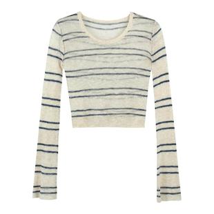 【何超莲同款】龙脸DRAGONFACE亚麻针织条纹罩衫女百搭长袖