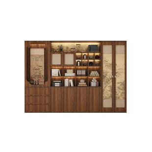 实木新中式博古架多宝阁家用茶室置物柜古董架客厅书柜储物展示柜