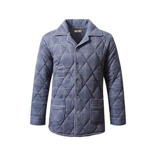 男士睡衣秋冬季加厚纯棉夹棉袄三层保暖单件上衣全棉可外穿家居服