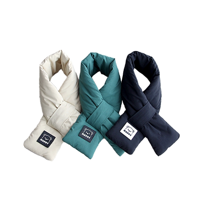 新款儿童纯色洋气围巾冬季加厚保暖夹棉宝宝围脖男女孩亲子款脖套