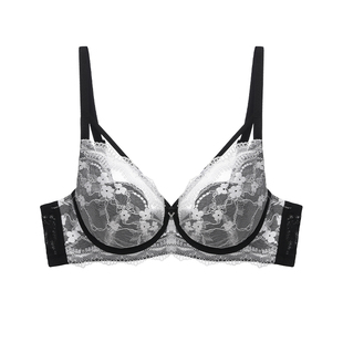 轻夕内衣女夏薄款美背胸罩聚拢收副乳防下垂胸大显小上托蕾丝文胸