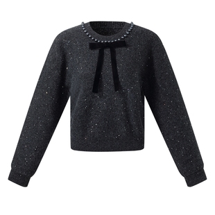 首降|歌莉娅珠片纱上衣女25新款秋季流行穿搭设计感套头长袖