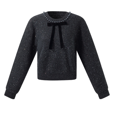 首降|歌莉娅珠片纱上衣女25新款秋季流行穿搭设计感套头长袖