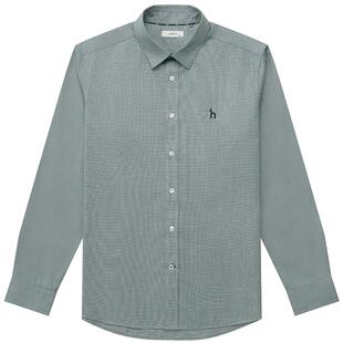 【秋季甄选】Hazzys哈吉斯男士千鸟格纹衬衫纯棉衬衣休闲长袖上衣