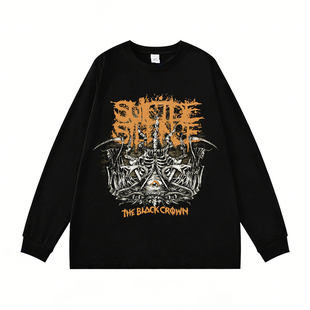 Suicide Silence乐队数码直喷印花纯棉长袖T恤男女款上衣内搭春秋