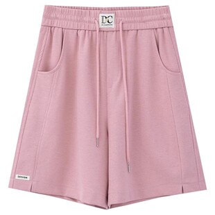 粉色运动短裤女款夏季薄款宽松2026新款阔腿爆款外穿休闲五分中裤