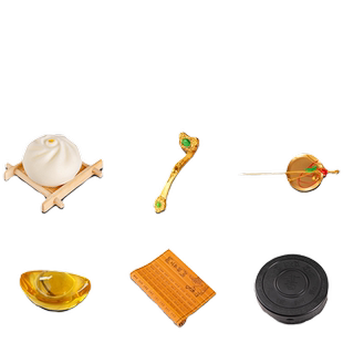 宝宝印章抓周用品一周岁单品道具称单件饭碗包子小金碗金元宝算盘