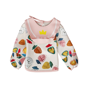 儿童罩衣宝宝吃饭围兜防水防脏污长袖反穿衣卡通围裙婴儿辅食饭兜