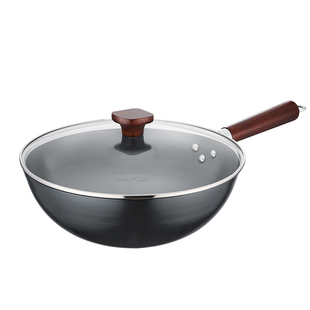 苏泊尔铁锅炒锅家用炒菜锅燃气灶适用圆底无涂层老式不生锈精铁锅