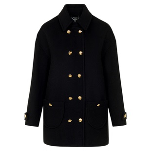 朗姿羊毛复古学院风双排扣毛呢外套气质高级感大衣2025年冬季新款