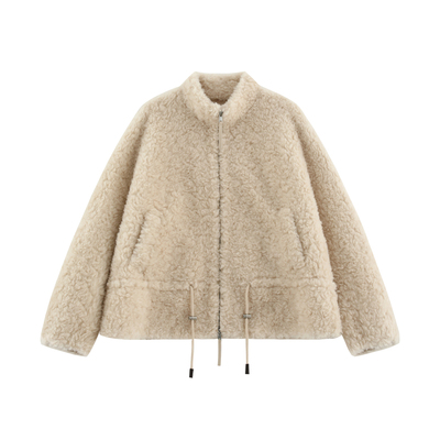 羊毛一体工艺立领毛毛外套