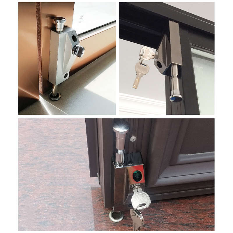 铝合金双门插销锁落地插锁防盗自动插销锁旋转门锁有框玻璃门锁扣