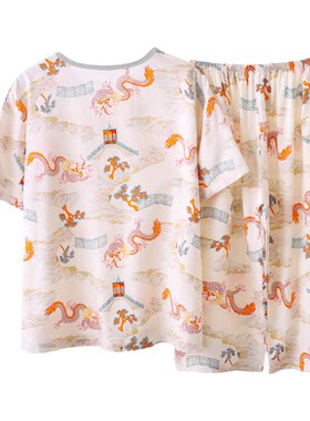 儿童棉绸睡衣薄款棉绸空调服春夏中大童宝宝男童女童中袖家居服