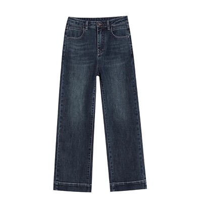 宽松直筒牛仔裤女九分法棍烟管裤