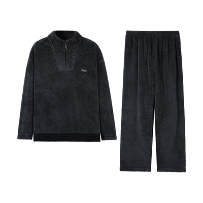 可人儿睡衣男冬季珊瑚绒加厚加绒保暖可外穿翻领男士舒棉绒家居服