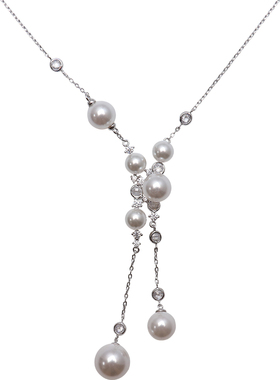 方糖家璀璨星芒珍珠纯银项链