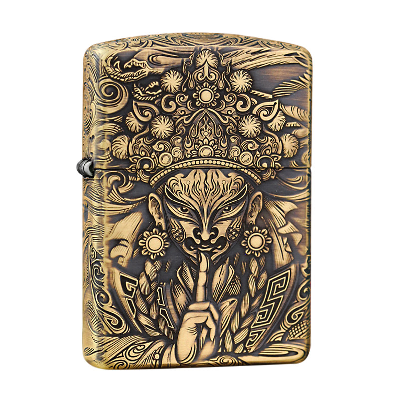 ZIPPO168熏铜白鹤童子