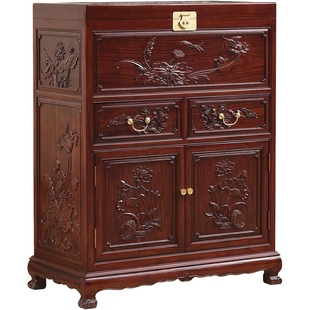 香樟木箱柜五斗柜实木雕花衣箱储物中式复古斗橱结婚玄关抽屉