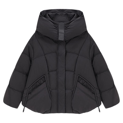 Basic House/百家好连帽泡芙羽绒服女保暖大口袋90白鸭绒短款外套