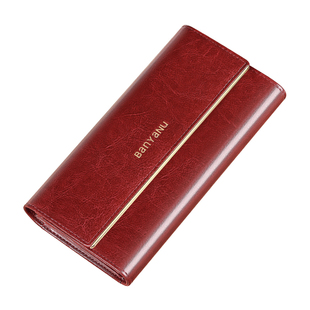 钱包女士真皮长款2025新款大容量牛皮手拿包时尚潮流油蜡女钱夹女