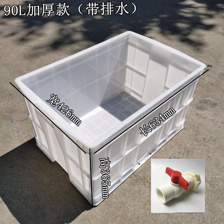 带盖大号养鱼养龟箱带排水阀白色胶箱开透气孔塑料水产养殖周转箱