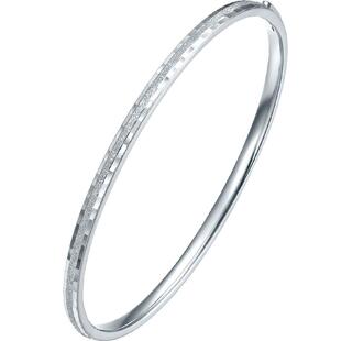 周六福铂金手镯女款pt950白金满天星素圈开口官方正品送女友礼物