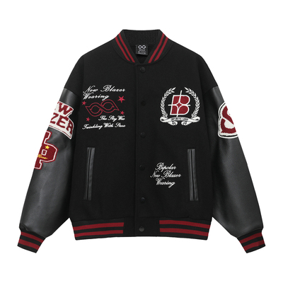 BIPOLAR断开字撞色棒球服夹克