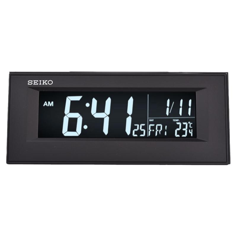 seiko精工时钟新品 外接电源屏幕小巧卧室静音多功能简约电子闹钟