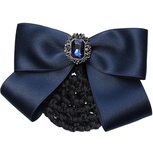 新款领结衬衫女邮政工商银行电信柜员领花蓝色职业头花盘发网套装