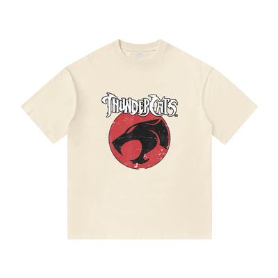 霹雳猫1985潮酷百搭复古印花美式纯棉男装短袖T恤衫宽松休闲上衣