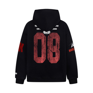 126KID原创美式字母印花连帽卫衣男女秋季新款情侣宽松国潮牌外套