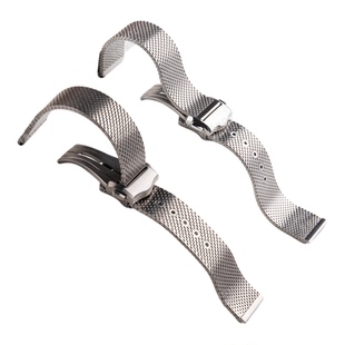 钛钢米兰手表带适用欧米茄AT150海马300超霸007折叠扣无暇赴死男