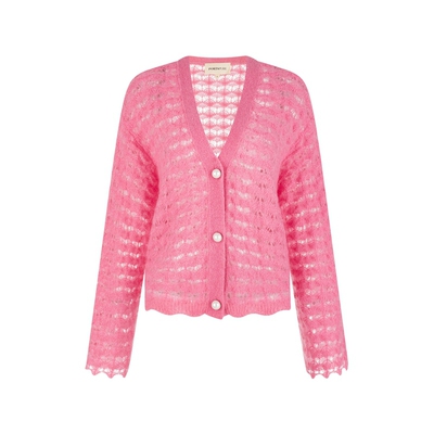 PORTSPURE女装冬季蕾丝镂空半透毛针织开衫RT7K004LKX016