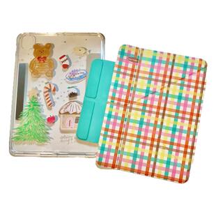 平板保护套原创设计格纹色彩可拆分双面夹磁吸iPadPro2024air4/5小众圣诞mini6简约12.9寸日韩风air6保护壳套
