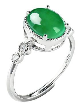 S925纯银戒指空托蛋形椭圆形戒托