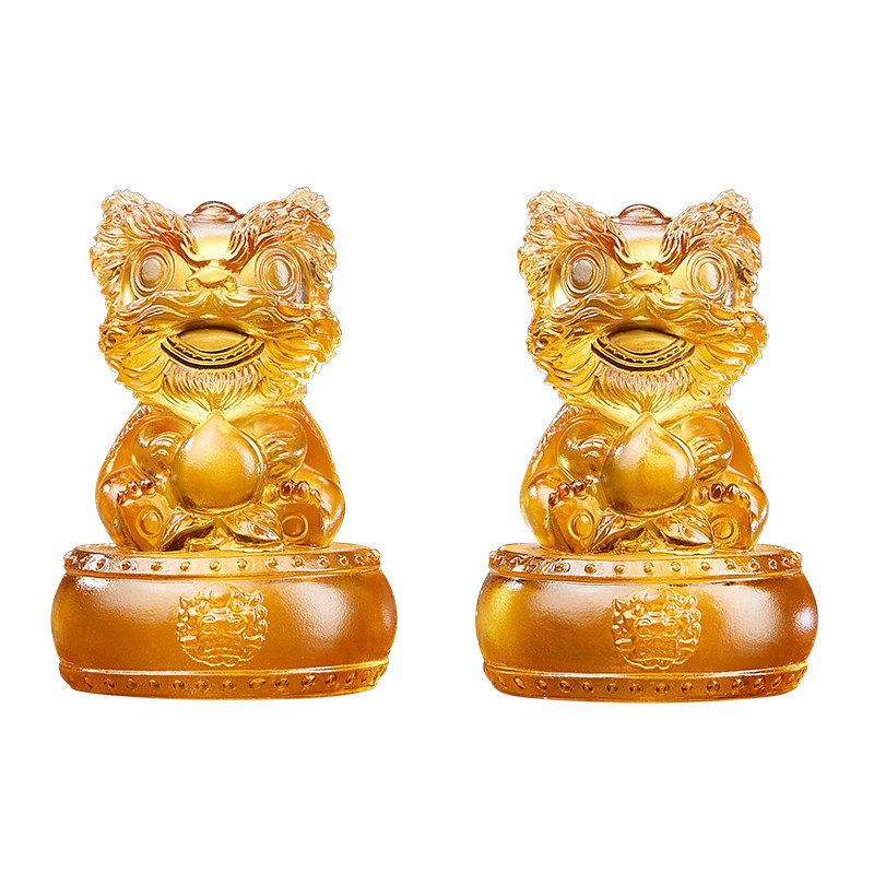 易明居吉狮赐桃宝懿琉璃摆件属猴