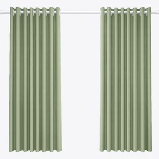 法式绿色全遮光窗帘布卧室2024新款客厅高级感儿童房小清新薄荷绿