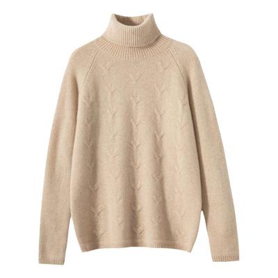 双股加厚高领宽松100纯山羊绒衫