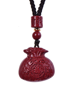 朱砂钱袋吊坠刻字男女本命年福袋钥匙扣挂件项链高含量紫金砂饰品