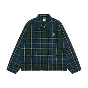 Aape旗舰店男装秋冬猿人徽章复古格纹休闲翻领夹克外套7733XXP