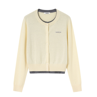 indicia标记商场同款25春季新款简约撞色假两件针织衫 F2A5KS010C