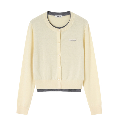 indicia标记商场同款25春季新款简约撞色假两件针织衫 F2A5KS010C