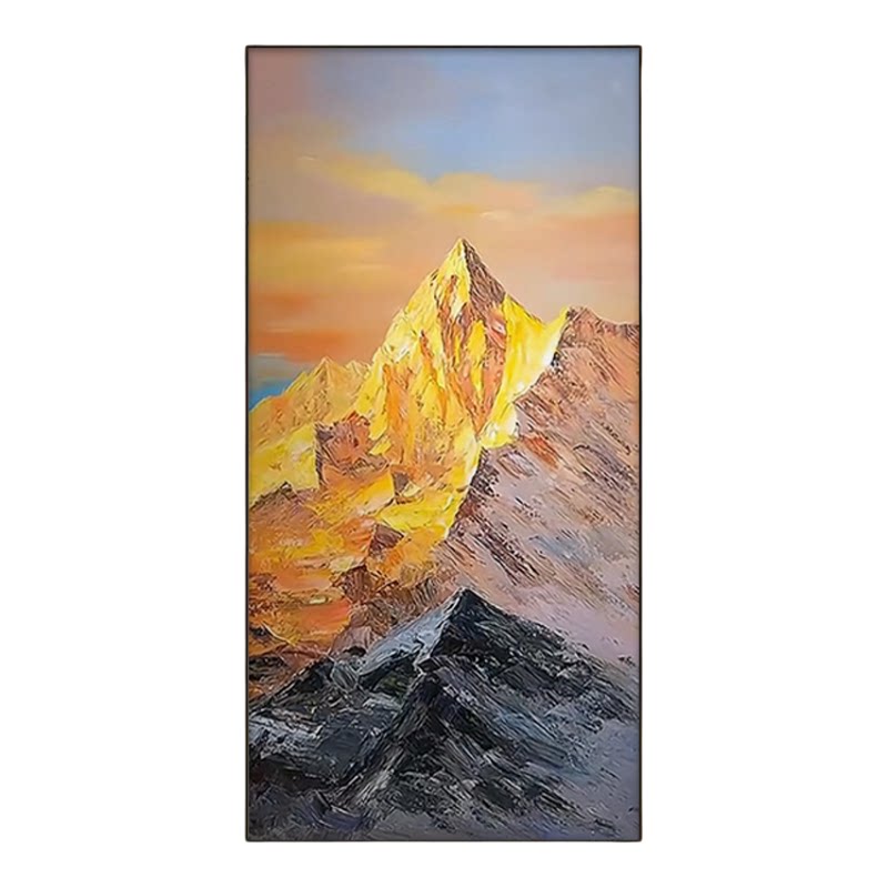 日照金山手绘抽象立体玄关油画
