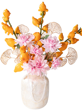 ideaco乔迁新居年宵花仿真花束玄关装饰品客厅天然贝壳花瓶摆件