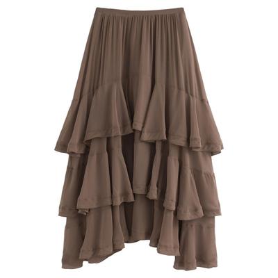 AZure温柔风复古荷叶蛋糕半身裙