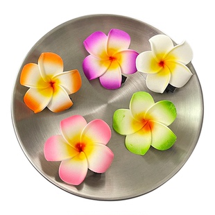 可爱沙滩海边仿真鸡蛋花紫色彩色粉色白色侧边耳边发夹发卡子头饰