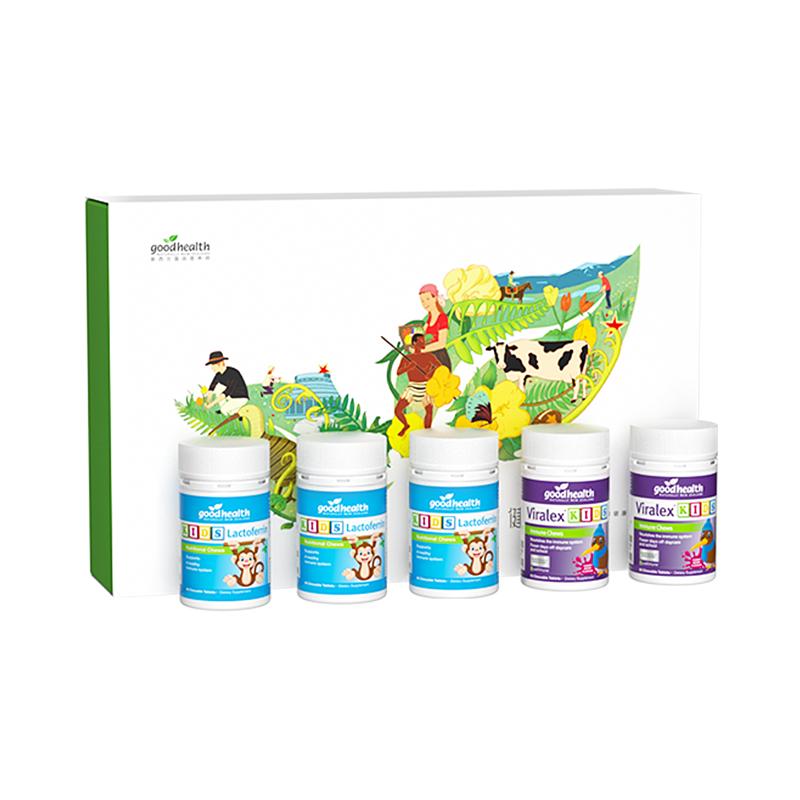 【免疫钻石礼盒】goodhealth新西兰进口嚼嚼乐*2乳铁蛋白营养片*3