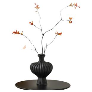 法式复古大肚花瓶小众设计风个性艺术花器民宿客厅陶瓷工艺品摆件